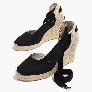Soludos || Lace-Up Tall Wedge Espadrilles Black 7